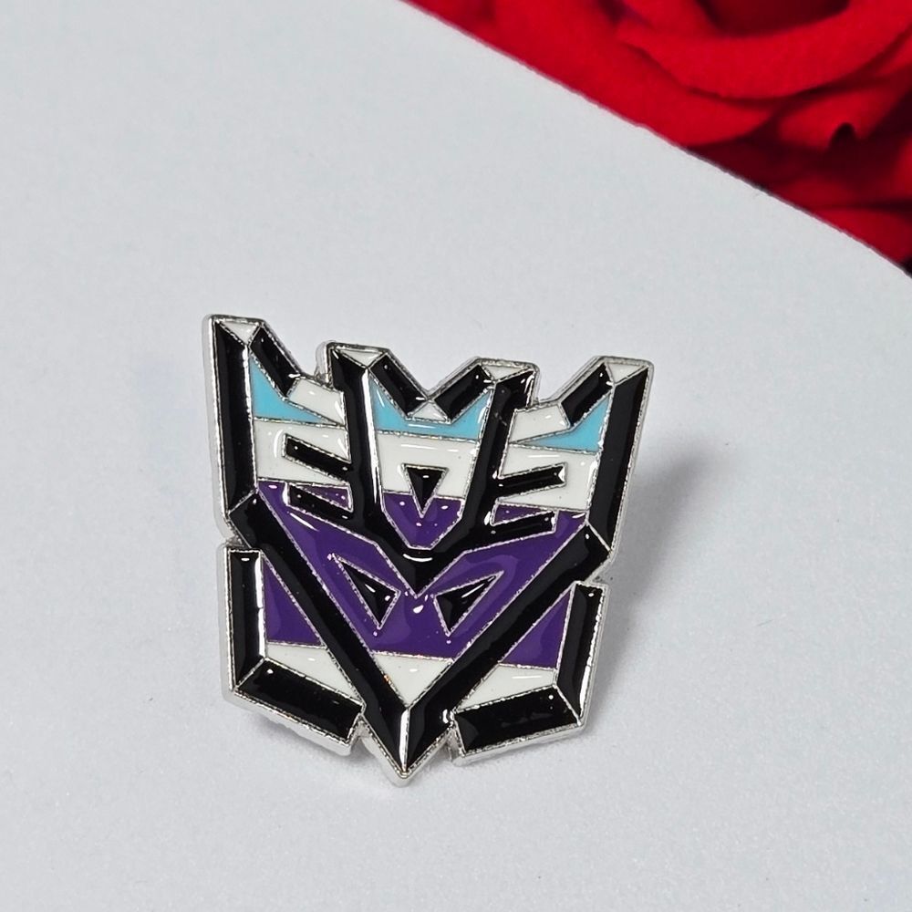 Transformers G1 Decepticon Emblem Enamel Pin Purple White Comic Collector Fandom